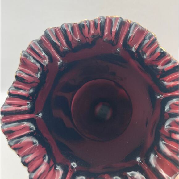 VTG Crystalex Deep Amethyst Bohemian Czech Crystal Vase Painted Flowers 8.5" Tal - Picture 3 of 11